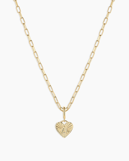 Vintage Heart Alphabet Charm Necklace