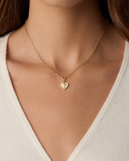 Vintage Heart Alphabet Charm Necklace