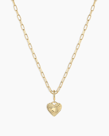 Vintage Heart Alphabet Charm Necklace