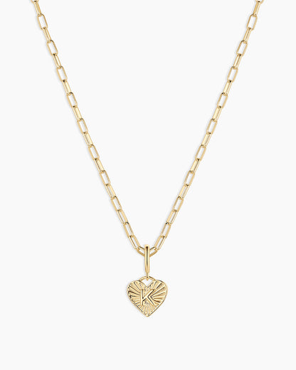 Vintage Heart Alphabet Charm Necklace