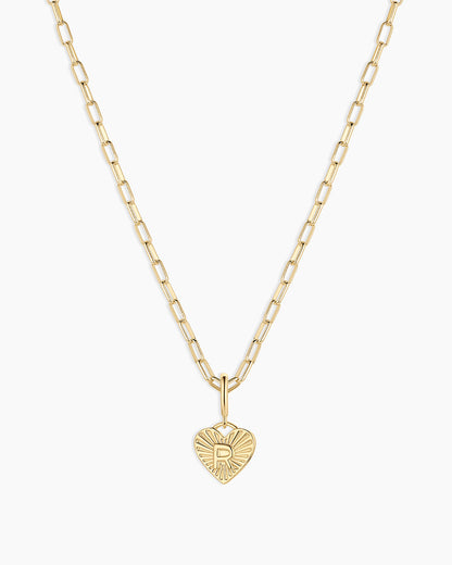 Vintage Heart Alphabet Charm Necklace