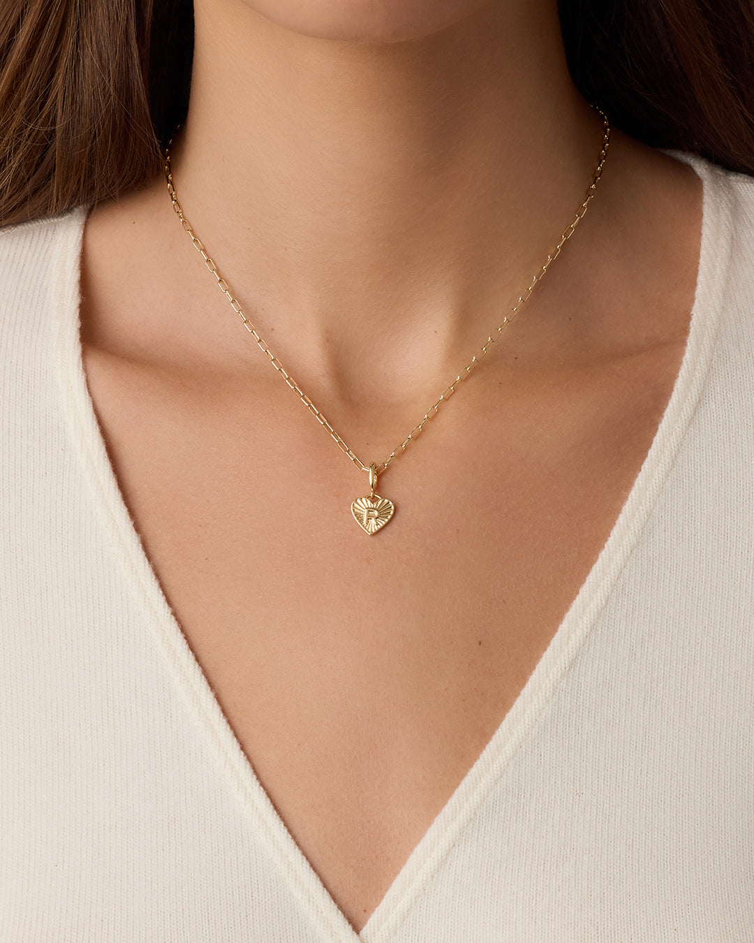 Vintage Heart Alphabet Charm Necklace