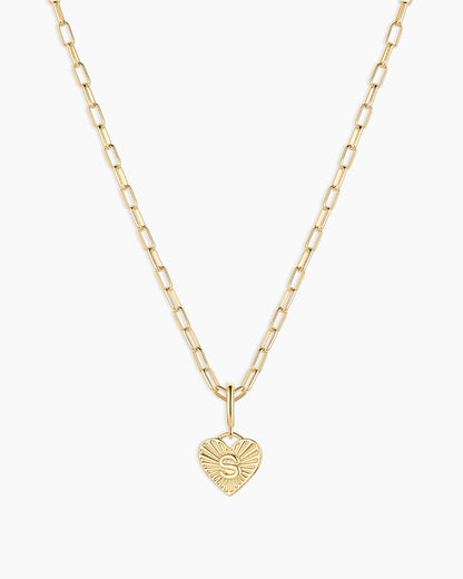 Vintage Heart Alphabet Charm Necklace