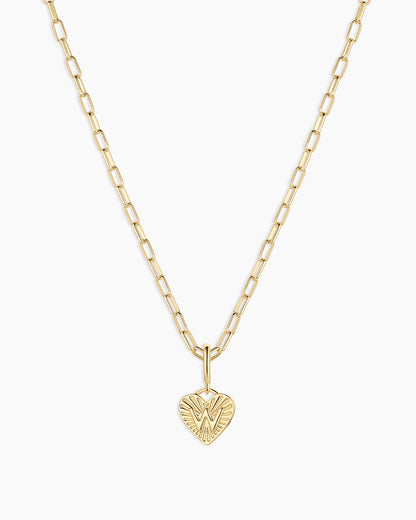 Vintage Heart Alphabet Charm Necklace