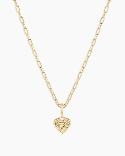 Vintage Heart Alphabet Charm Necklace