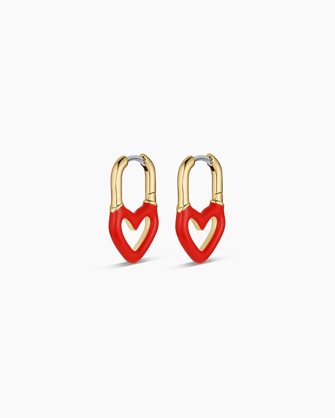 Open Heart Enamel Padlock Huggies