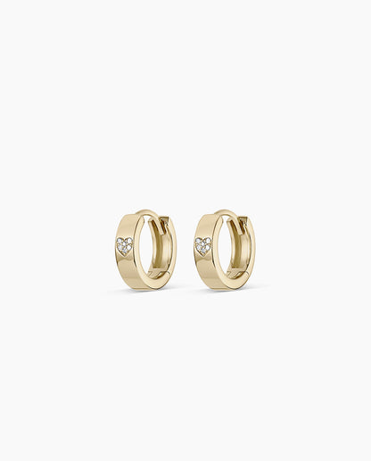 14K Diamond Love Rose Huggies