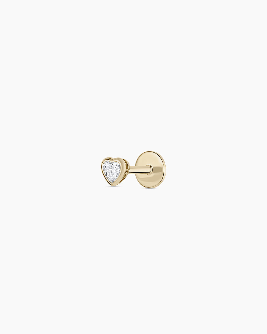 14K Lab Grown Diamond Heart Single Flat Back Stud