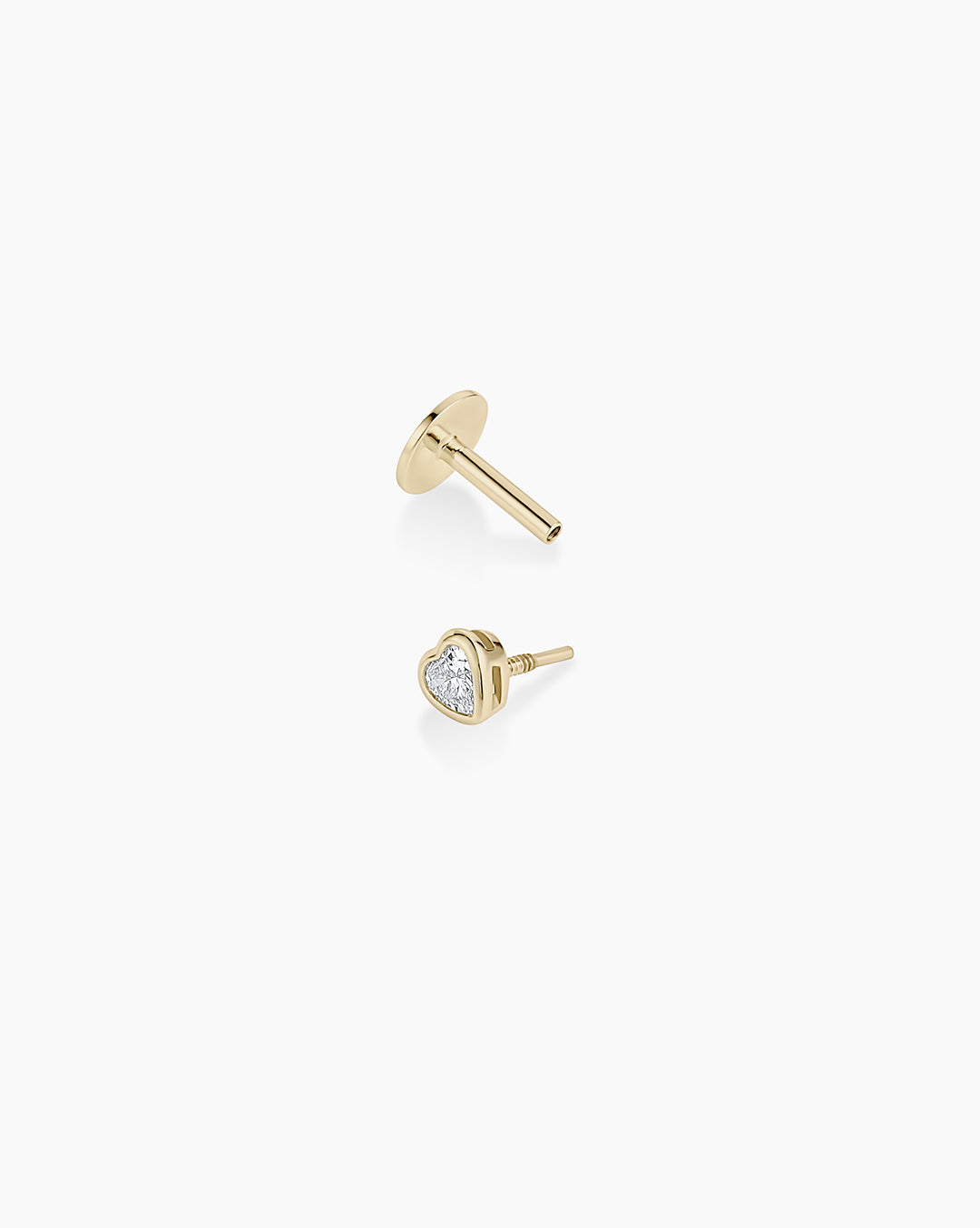 14K Lab Grown Diamond Heart Single Flat Back Stud