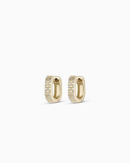 14K Diamond Checkered Mini Huggies