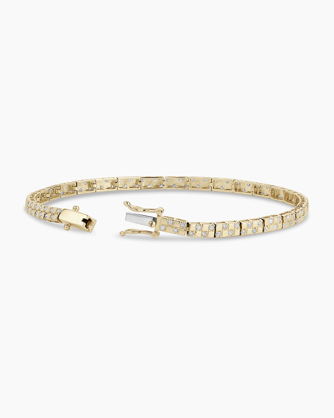 14K Diamond Checkered Tennis Bracelet