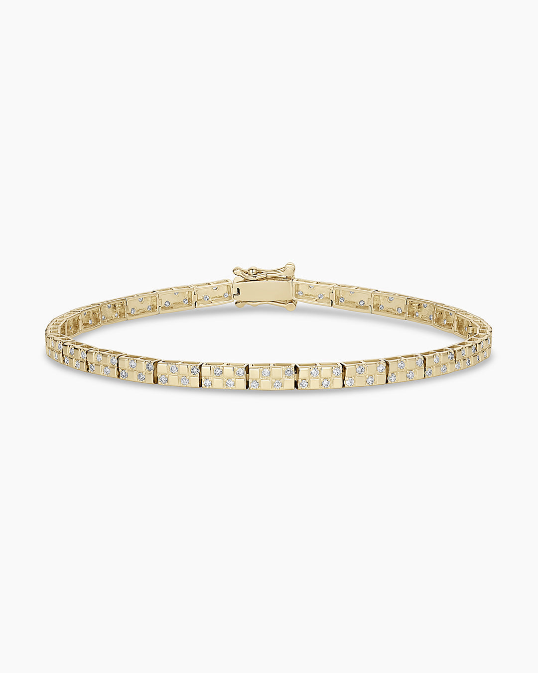 14K Diamond Checkered Tennis Bracelet