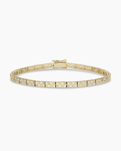 14K Diamond Checkered Tennis Bracelet