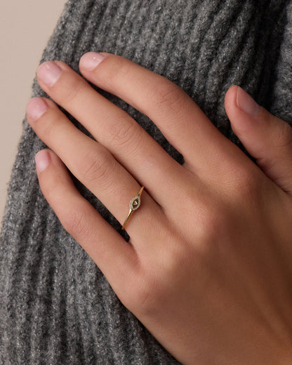 14K Diamond Love Signet Ring
