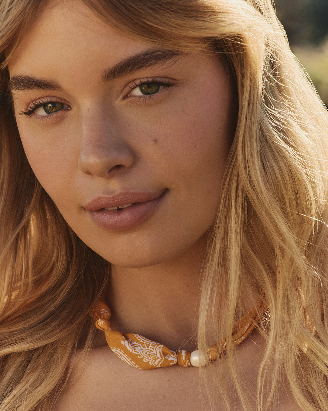Paisley Bandana Pearl Necklace