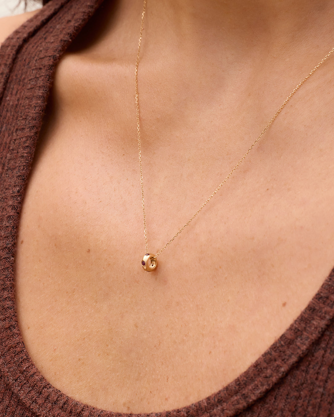 14K Gold Birthstone Halo Charm