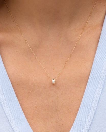 14K Gold Mama Halo Charm Necklace