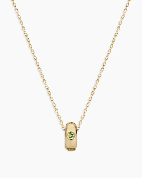 14K Gold Birthstone Halo Charm Necklace