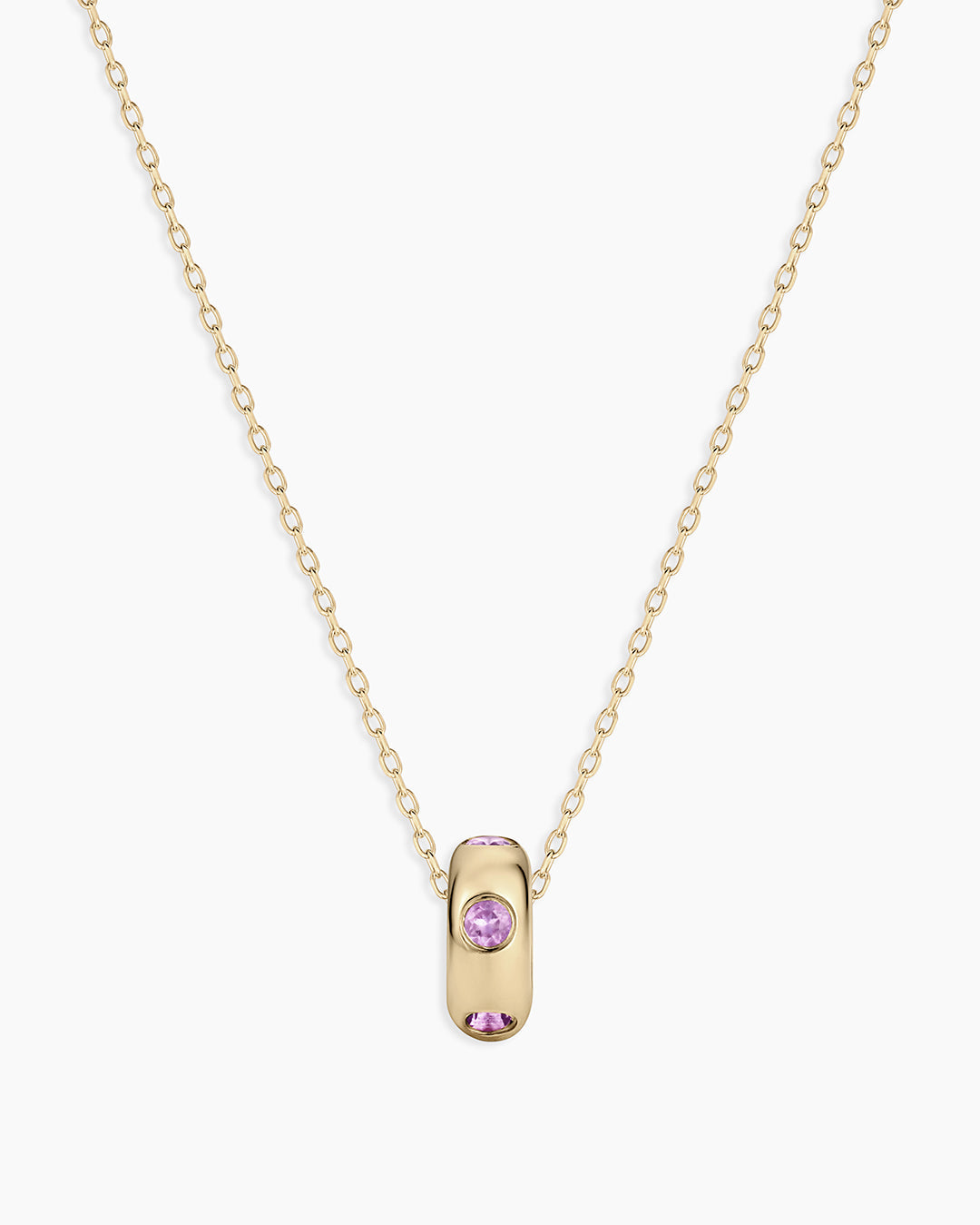 14K Gold Birthstone Halo Charm Necklace
