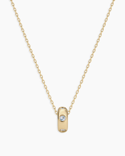 14K Gold Birthstone Halo Charm Necklace
