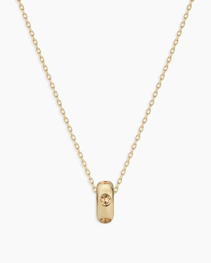 14K Gold Birthstone Halo Charm Necklace