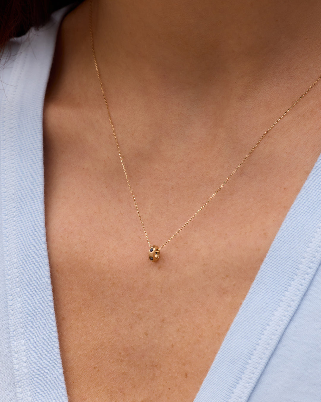 14K Gold Birthstone Halo Charm Necklace