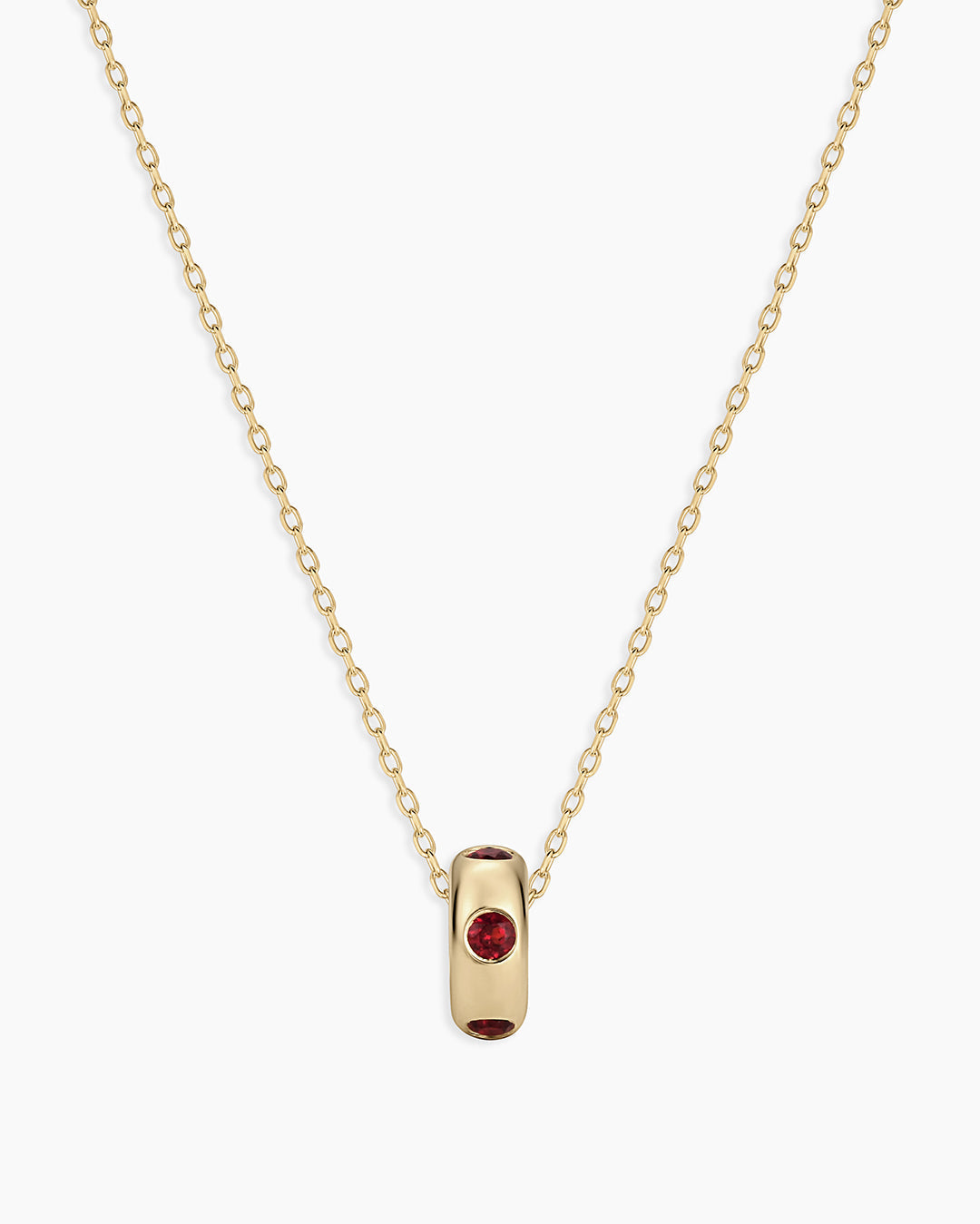 14K Gold Birthstone Halo Charm Necklace