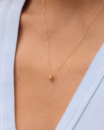 14K Gold Birthstone Halo Charm Necklace