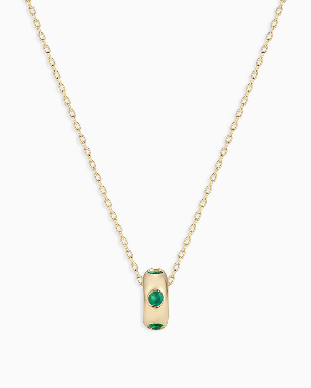 14K Gold Birthstone Halo Charm Necklace