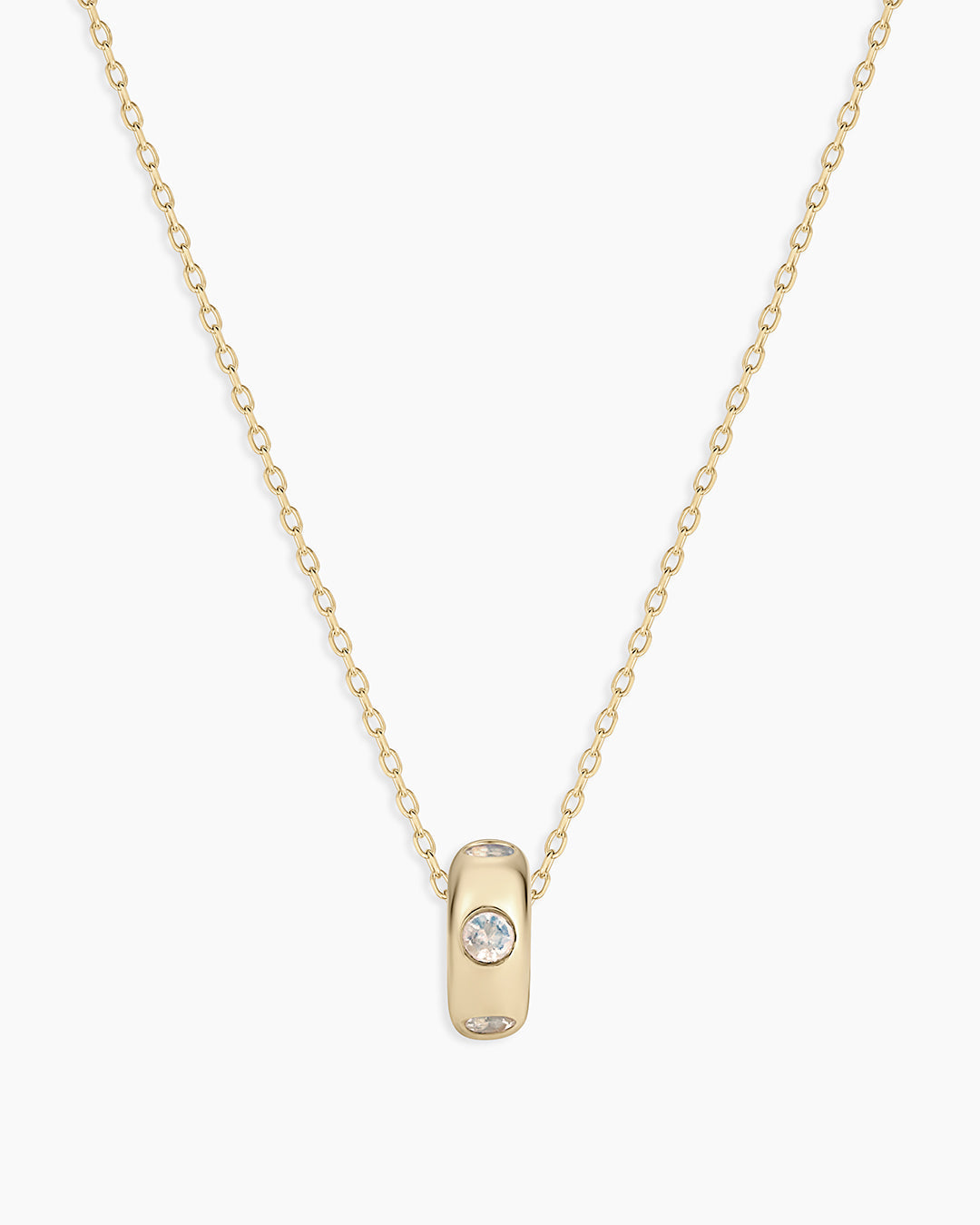 14K Gold Birthstone Halo Charm Necklace