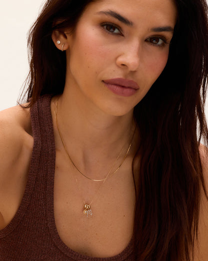 14K Gold Lou Halo Charm Necklace