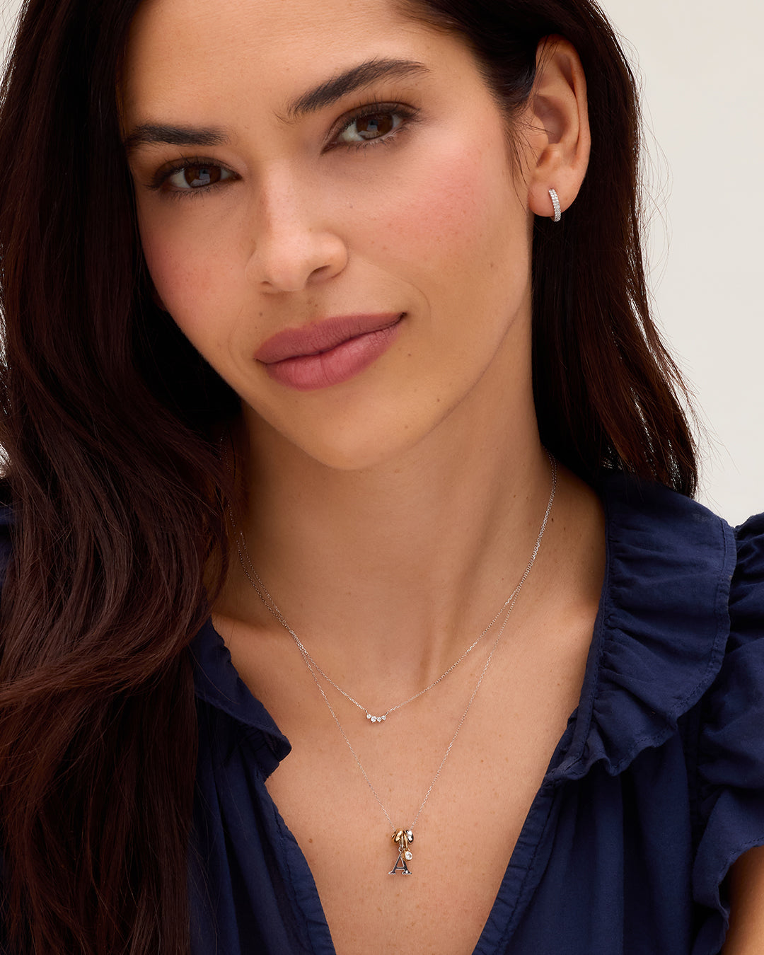 14K White Gold Lou Halo Charm Necklace