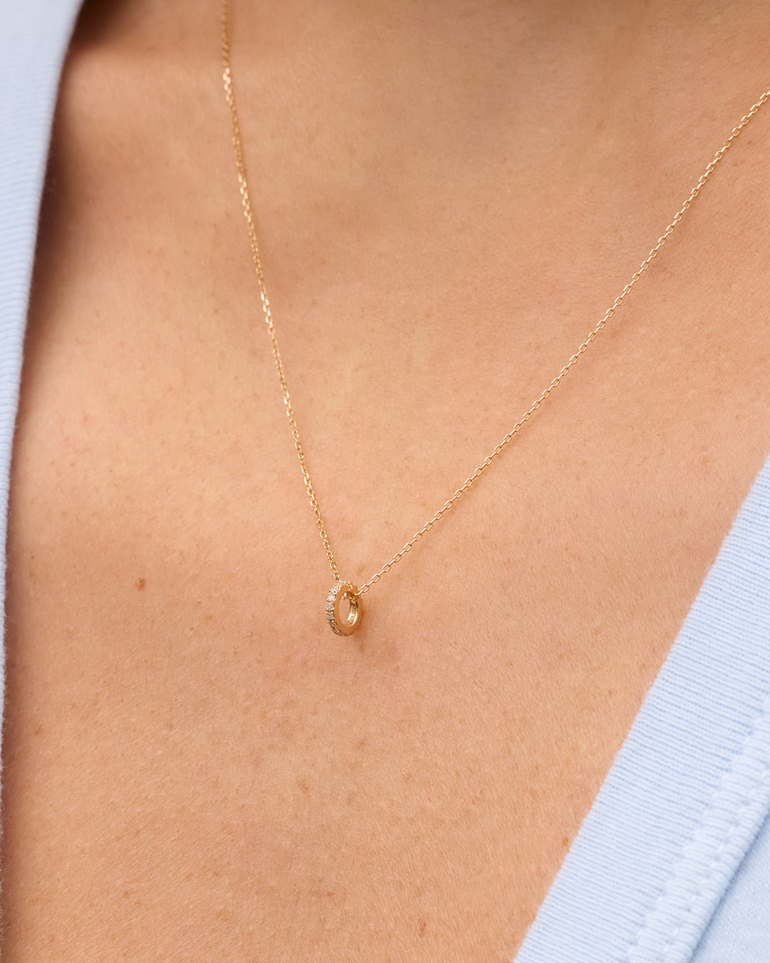 14K Diamond Pavé Halo Charm Necklace