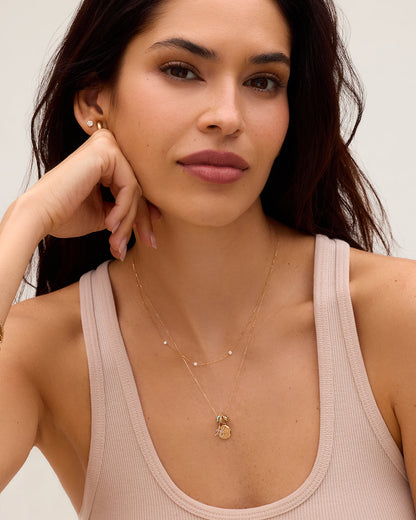 14K Diamond Pavé Halo Charm Necklace