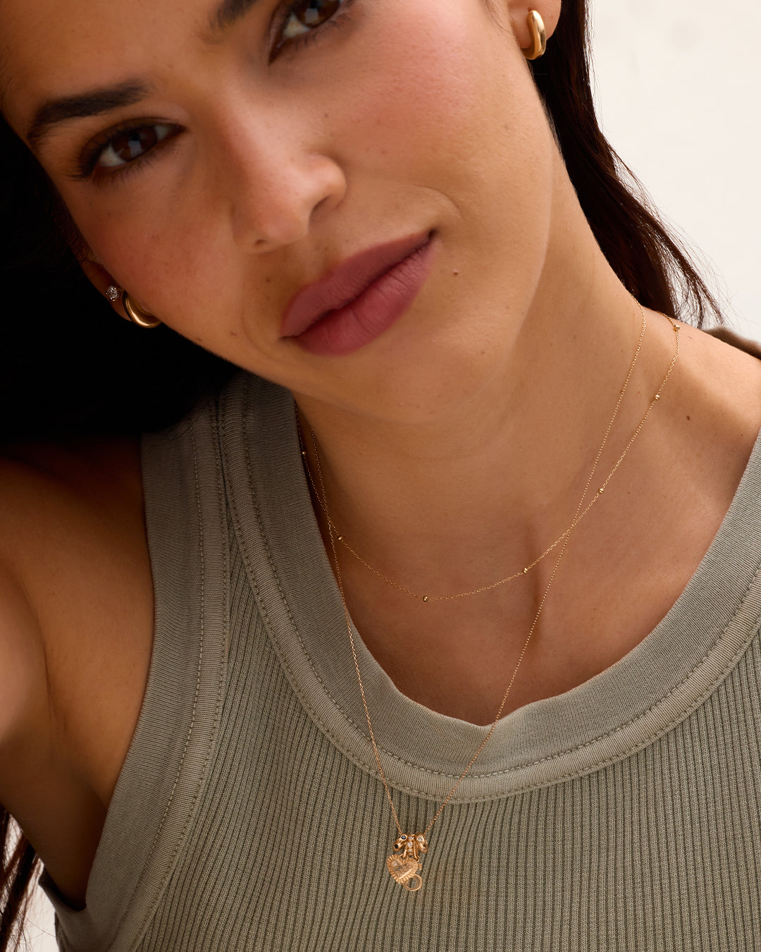 14K Gold Milestone Heart Charm Necklace