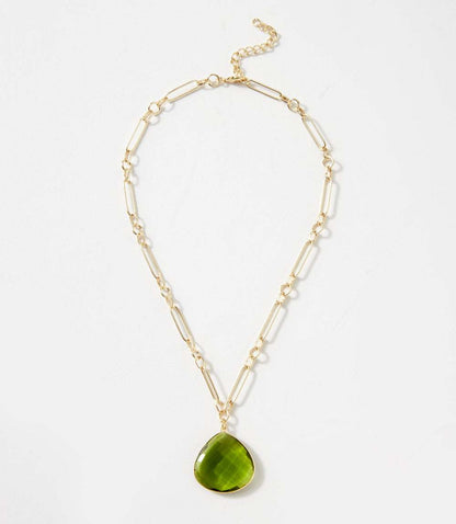 Peridot Quartz Pendant Necklace