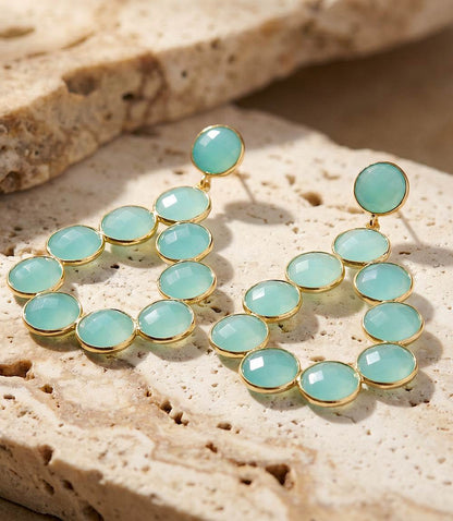 Gemstone Bezel Drop Earrings