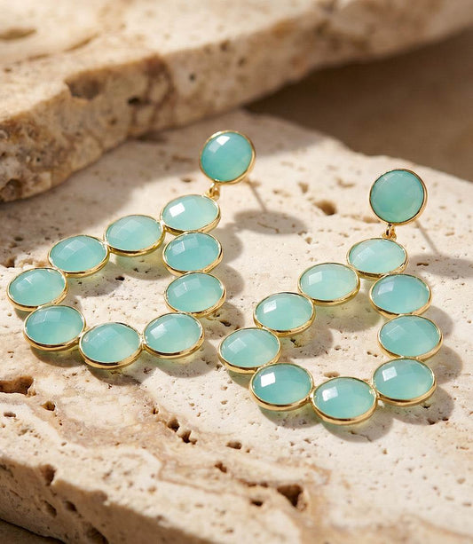 Gemstone Bezel Drop Earrings