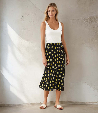 Bias Cut Midi Skirt