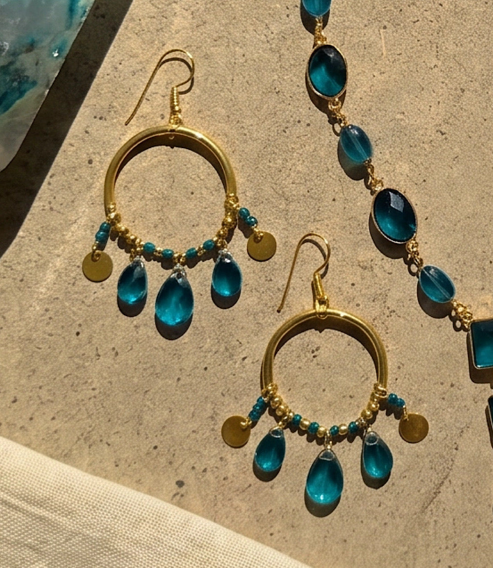 Teal Topaz Dangle Earrings