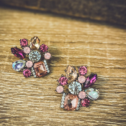 Beautiful Pink Crystal Statement Earrings