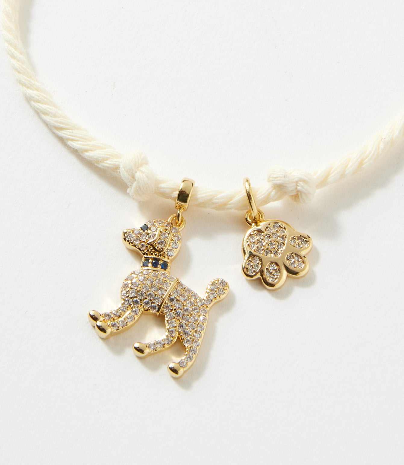 Pavé Dog And Paw Cord Bracelet