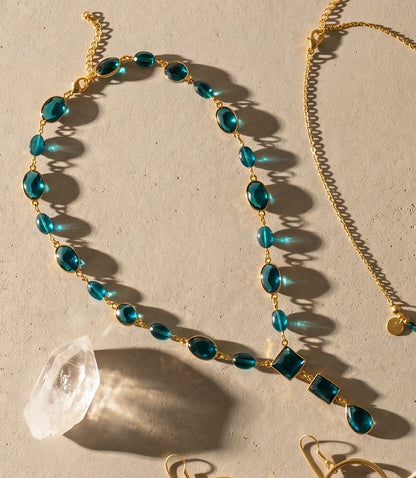 Teal Topaz Lariat Necklace