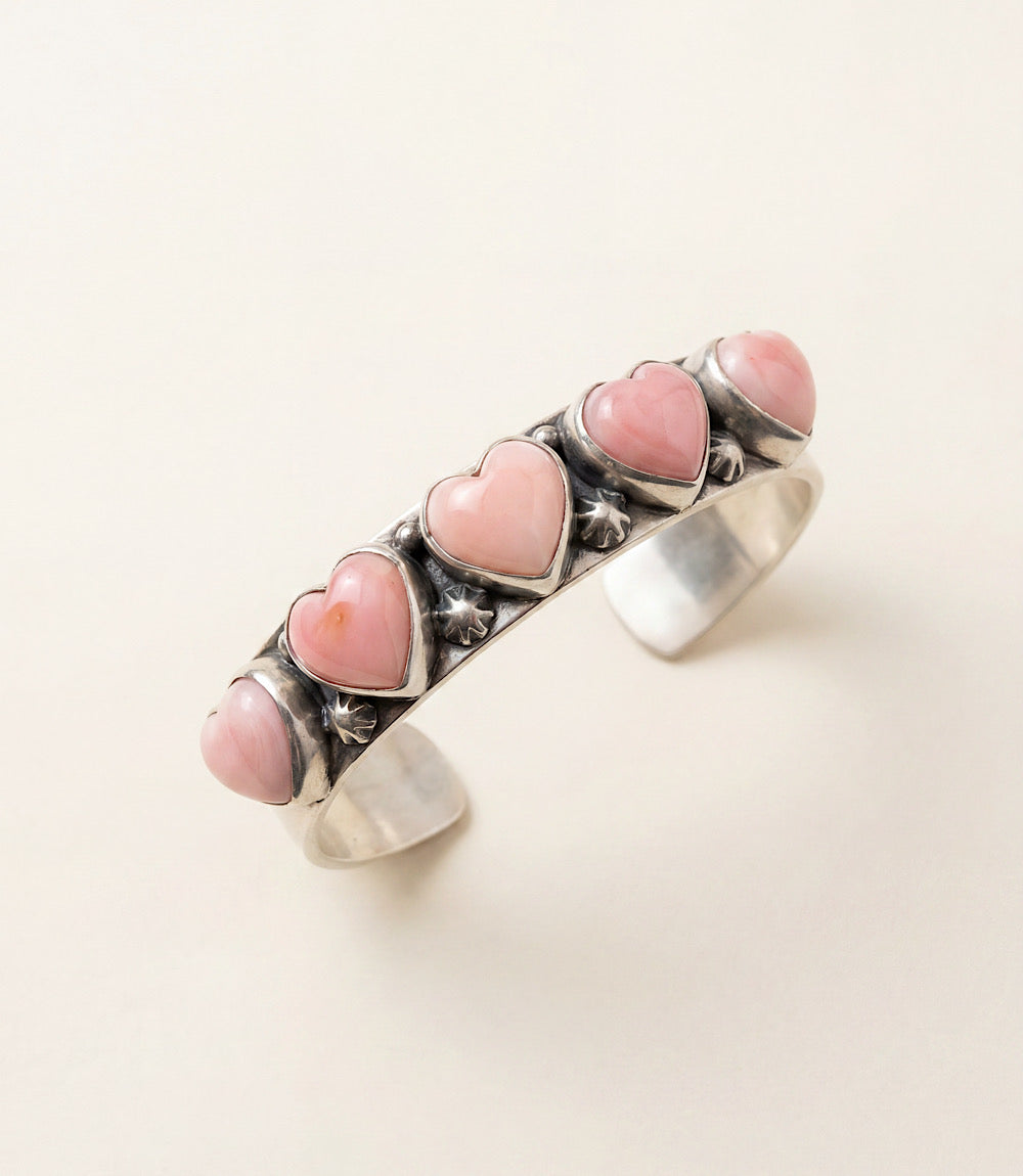 Pink Conch Embellished Cuff Bracelet