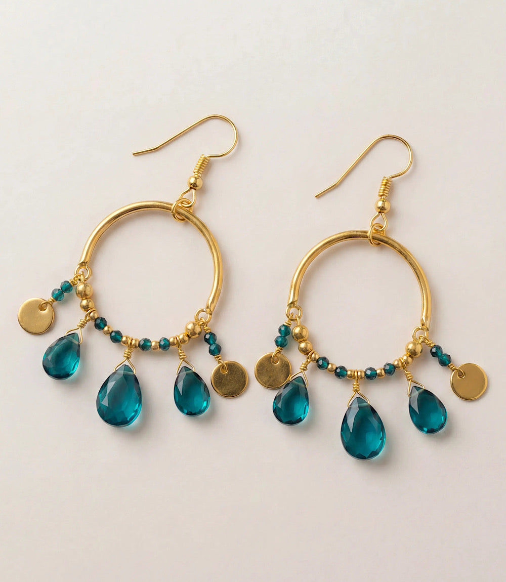 Teal Topaz Dangle Earrings