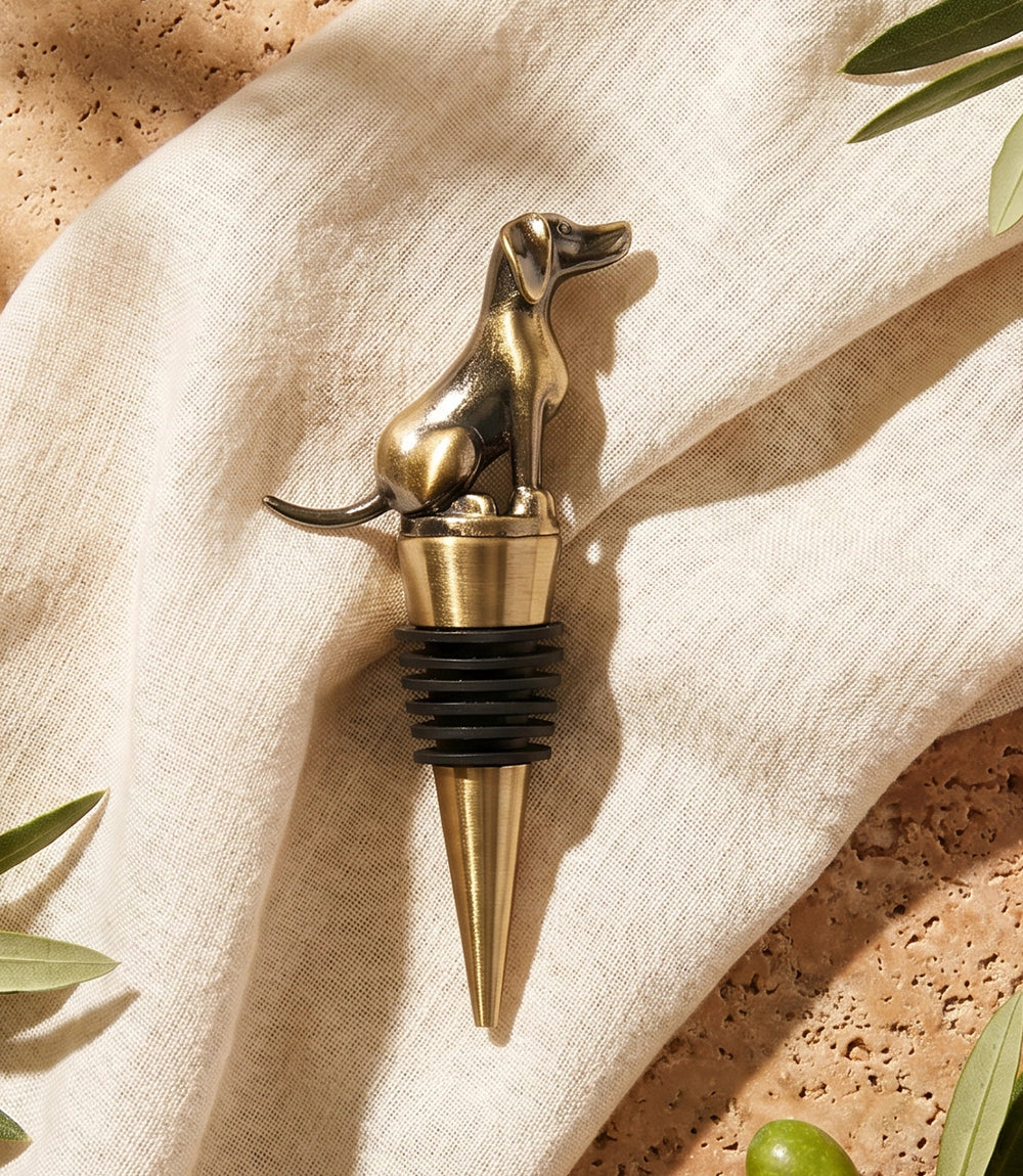 Bronze Dog Bottle Stopper