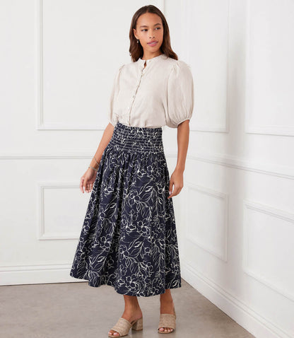 Puff Sleeve Linen Button-Up Shirt