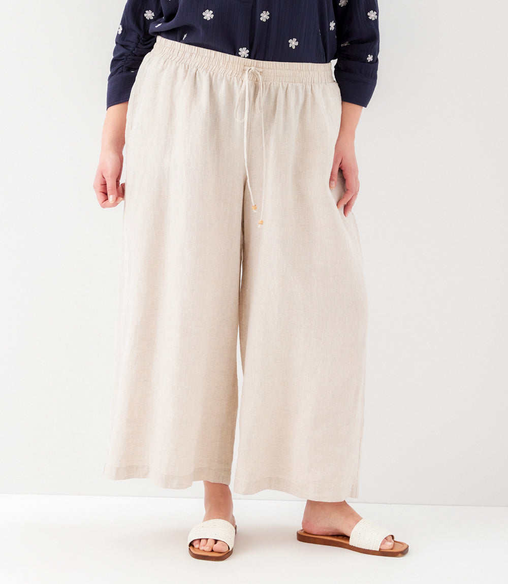 Plus Size Drawstring Linen Pants