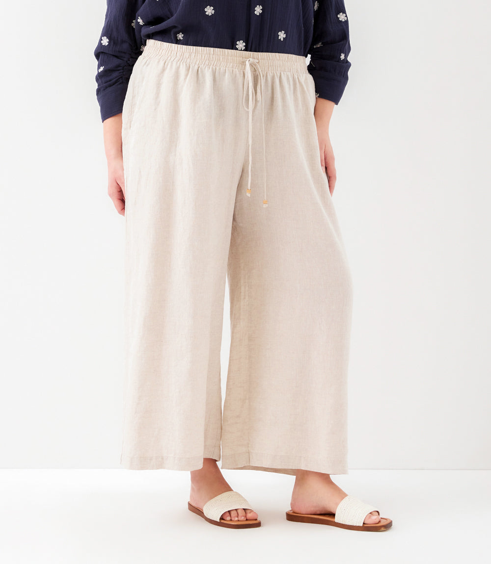 Plus Size Drawstring Linen Pants