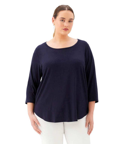 Plus Size 3/4 Sleeve Shirttail Top